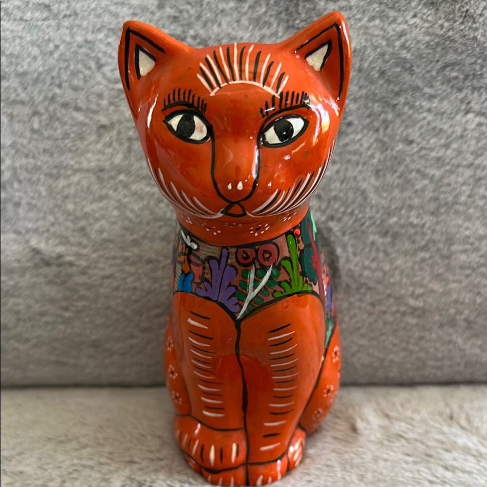 Vibrant Orange Ceramic Art Piece